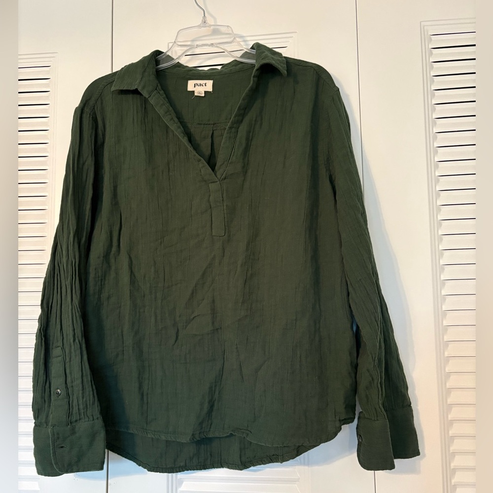 Pact Olive Green Long Sleeve Shirt